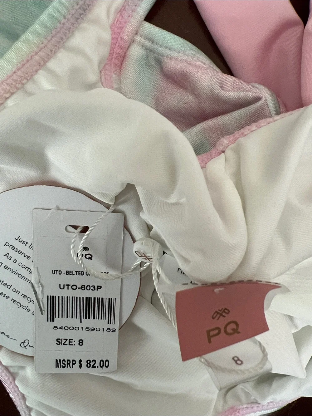 PQ Swim Tie-Dye One-Piece Swimsuit with Pink Belt Size 8